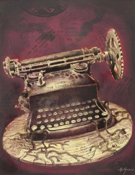 Type Machine by Aditya Basak - Tempera on Acid Free Board