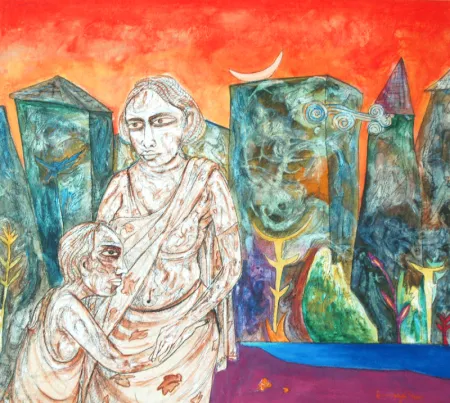 The Other Day by Anindya Roy - Mixed Media on Paper