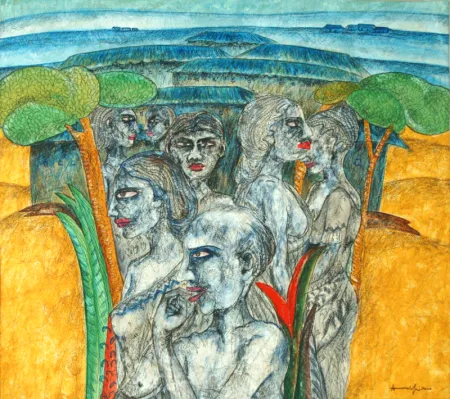 Labour by Anindya Roy - Mixed Media on Paper