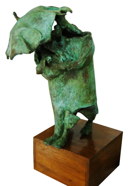In The Rain by Asim Basu - Bronze Sculpture