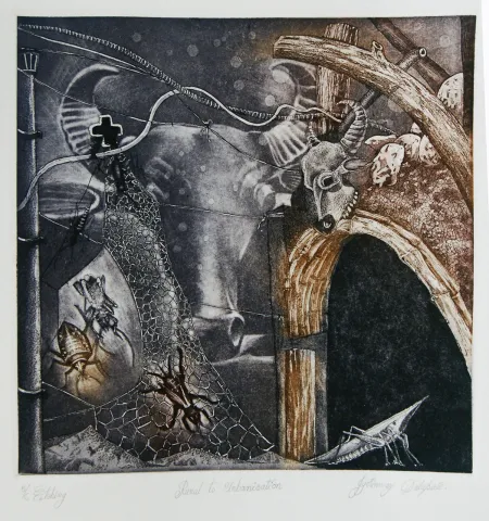 Rural to Urbanization III by Jyotirmoy Dalapati - Etching on Paper