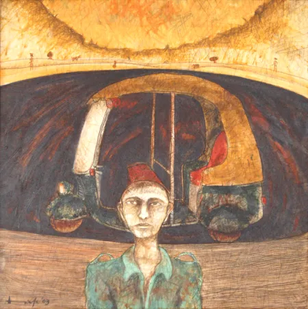 Autorickshaw by Anindya Roy - Acrylic on Canvas