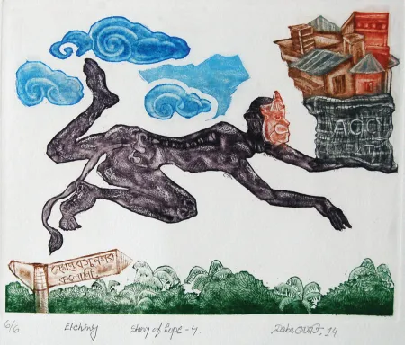 Story of Hope IV by Debajyoti Dhara - Etching