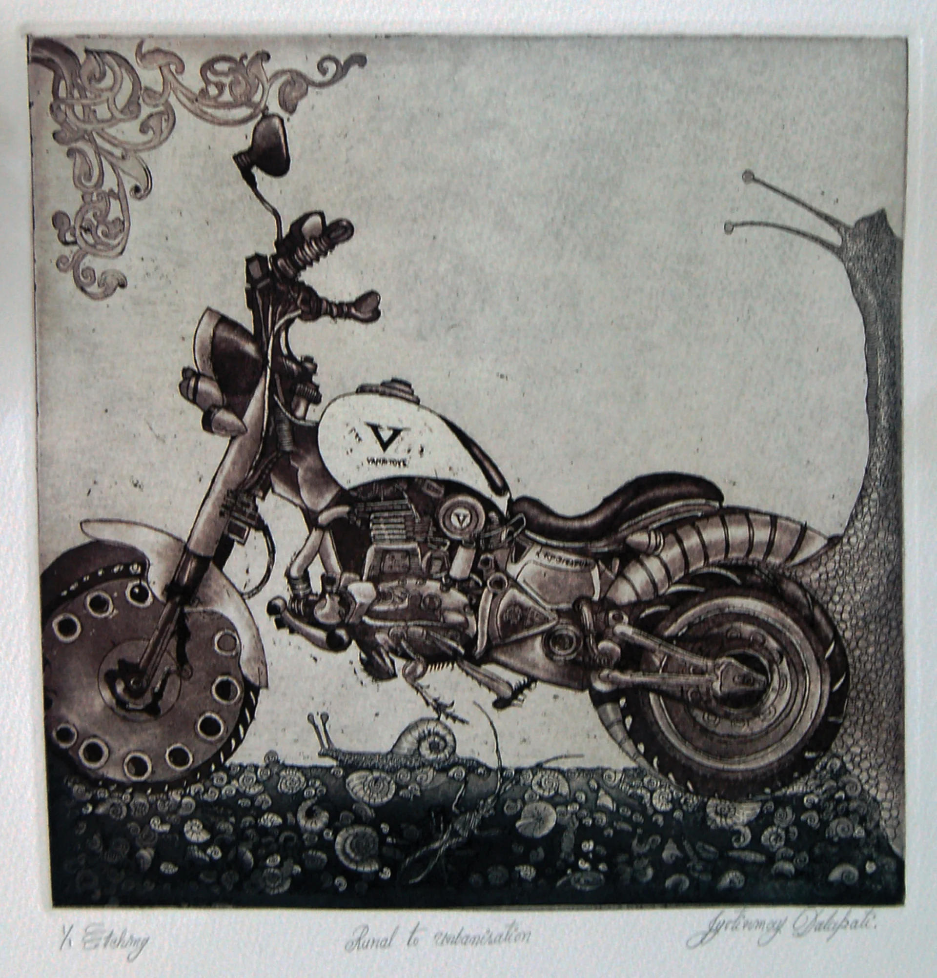 Rural to Urbanization by Jyotirmoy Dalapati - Etching on Paper