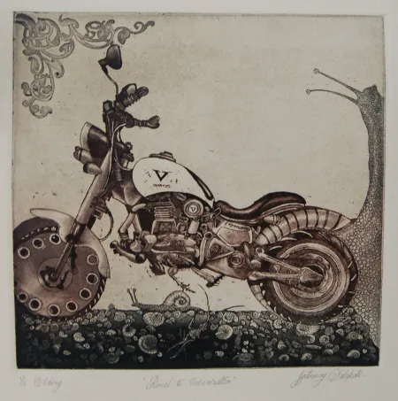 Rural to Urbanization by Jyotirmoy Dalapati - Etching on Paper