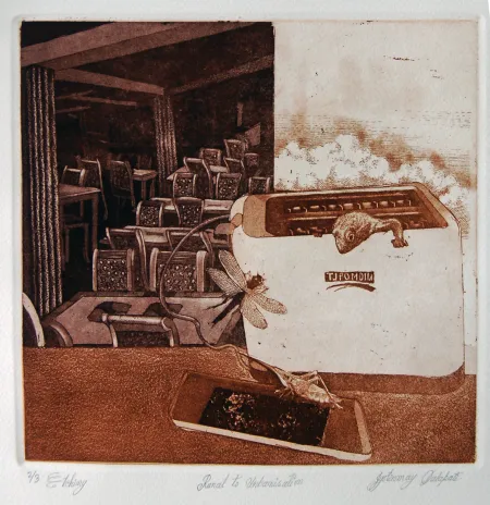 Rural to Urbanisation by Jyotirmoy Dalapati - Etching on Paper