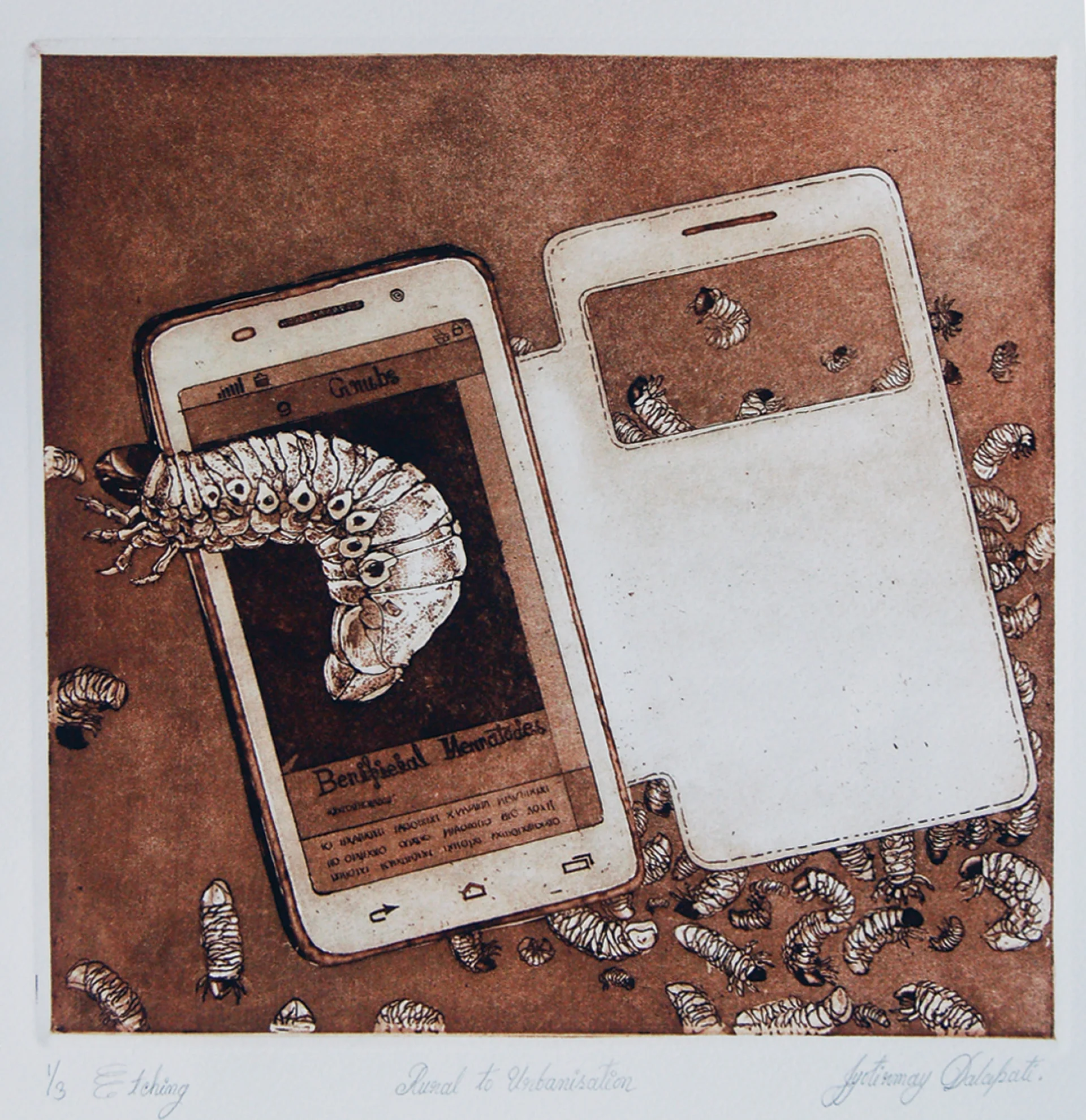 Rural to Urbanisation by Jyotirmoy Dalapati - Etching on Paper