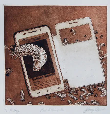 Rural to Urbanisation by Jyotirmoy Dalapati - Etching on Paper