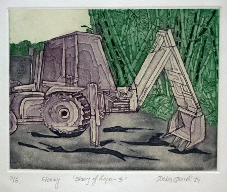 Story of hope-III by Debajyoti Dhara - Etching on Paper