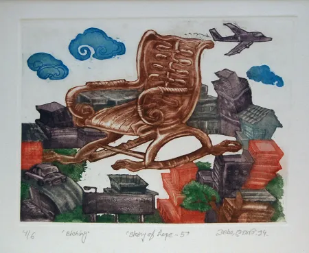 Story of hope-V by Debajyoti Dhara - Etching on Paper