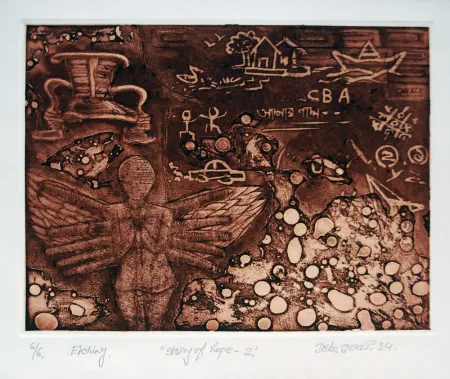Story of hope-II by Debajyoti Dhara - Etching on Paper