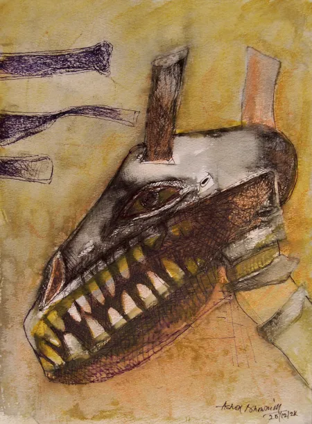 Untitled by Ashok Bhowmik - Mixed Media on Paper