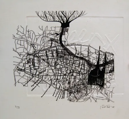 Untitled by Somit Mukherjee - Etching