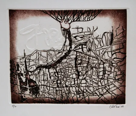 Untitled by Somit Mukherjee - Etching