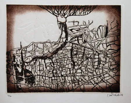 Untitled by Somit Mukherjee - Etching