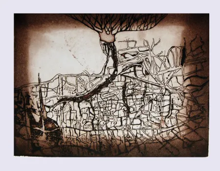 Untitled by Somit Mukherjee - Etching