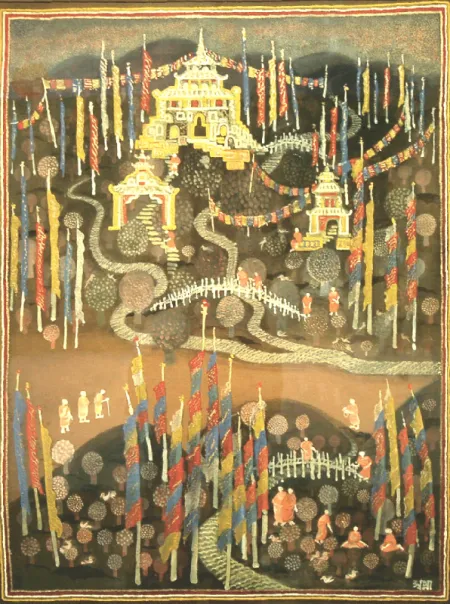 Buddha With Hills by Swapna Sen - Tempera on Board Canvas