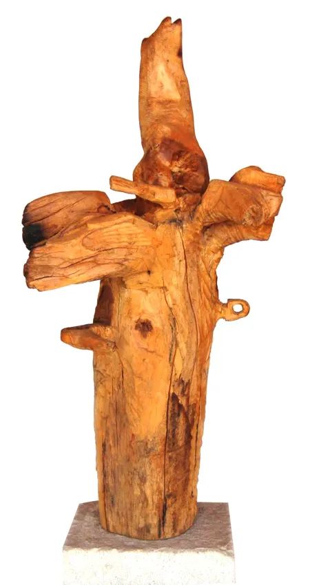 Untitled by Ajit Chakraborty - Wood Sculpture
